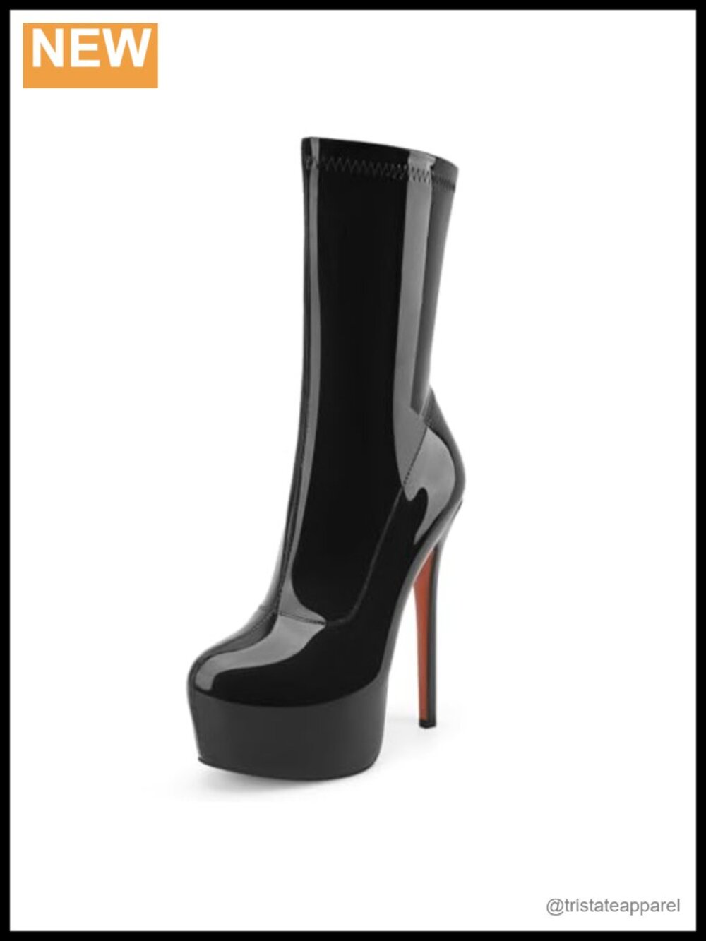 Women's Platform Stiletto High Heel Ankle Boots, Patent Faux Leather, Zipper